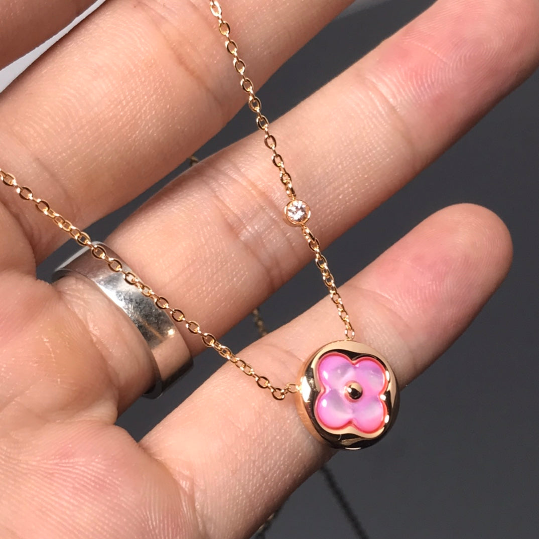 [Stars Jewelry]COLOR BLOSSOM PINK MOP SUN GOLD NECKLACE