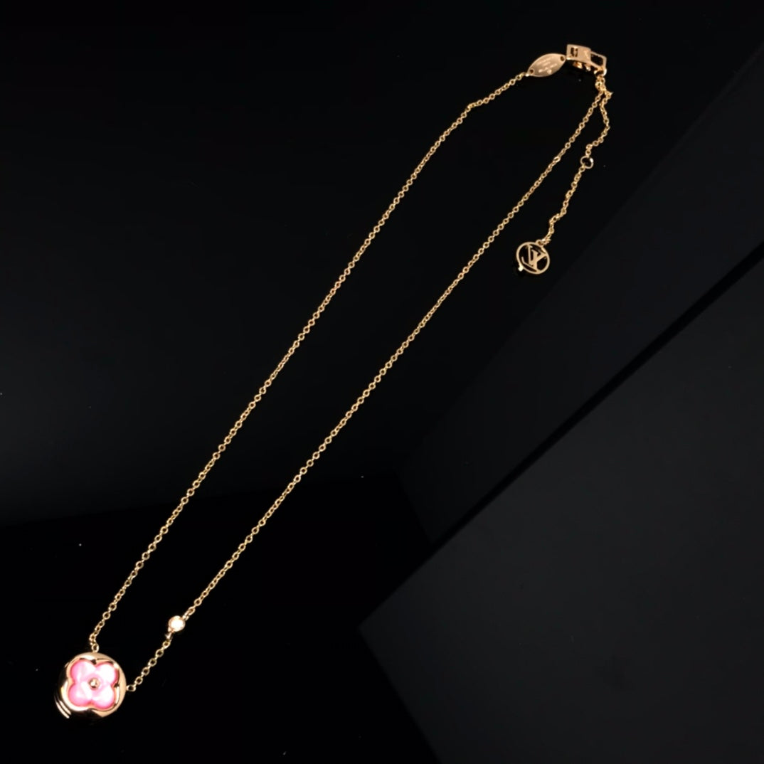 [Stars Jewelry]COLOR BLOSSOM PINK MOP SUN GOLD NECKLACE