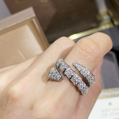 [Stars Jewelry]SERPENTI DOUBLE RING SILVER DIAMOND PAVED