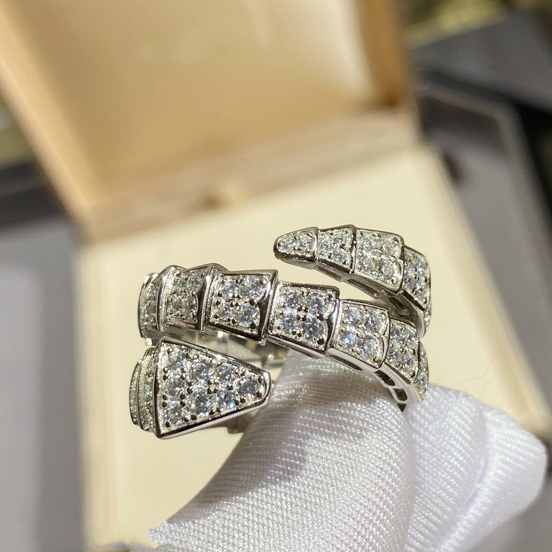[Stars Jewelry]SERPENTI DOUBLE RING SILVER DIAMOND PAVED