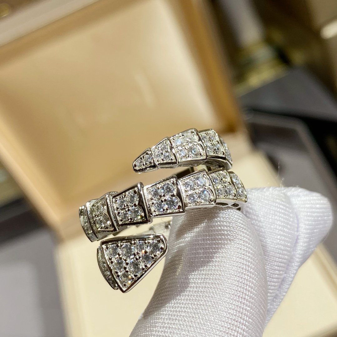 [Stars Jewelry]SERPENTI DOUBLE RING SILVER DIAMOND PAVED