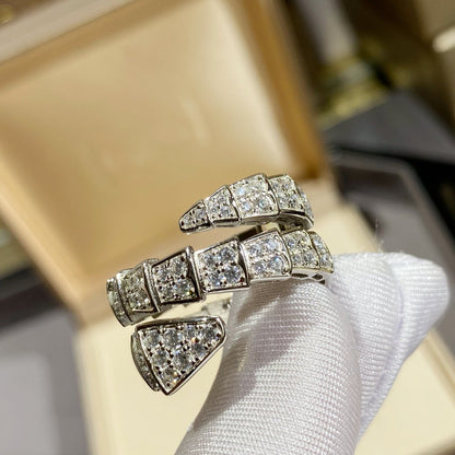 [Stars Jewelry]SERPENTI DOUBLE RING SILVER DIAMOND PAVED