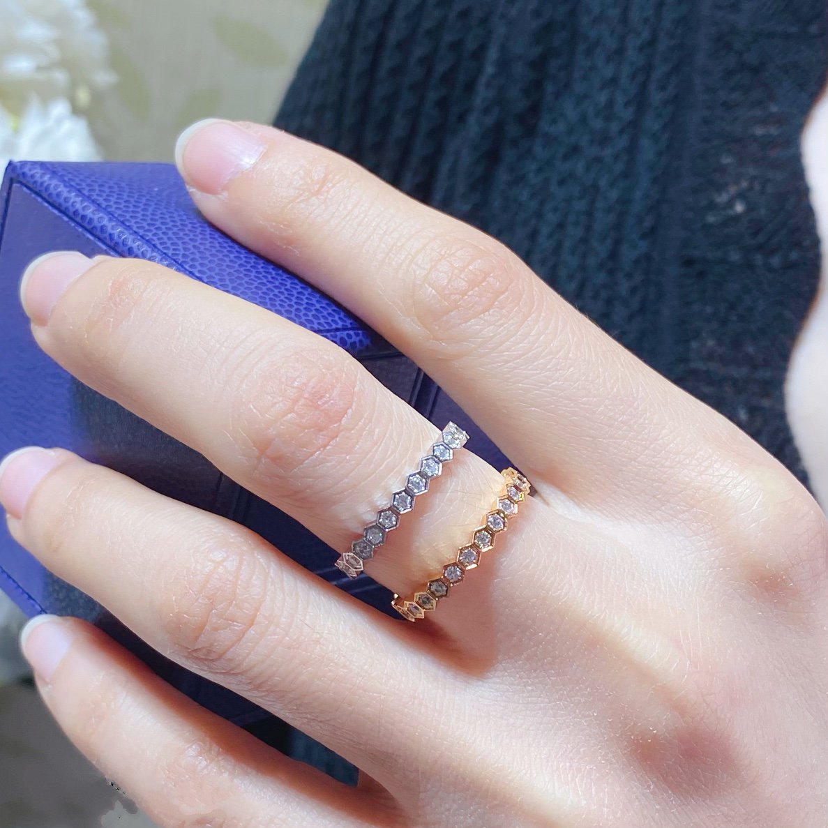 [Stars Jewelry]BEE LOVE DIAMOND PAVED SMALL RING