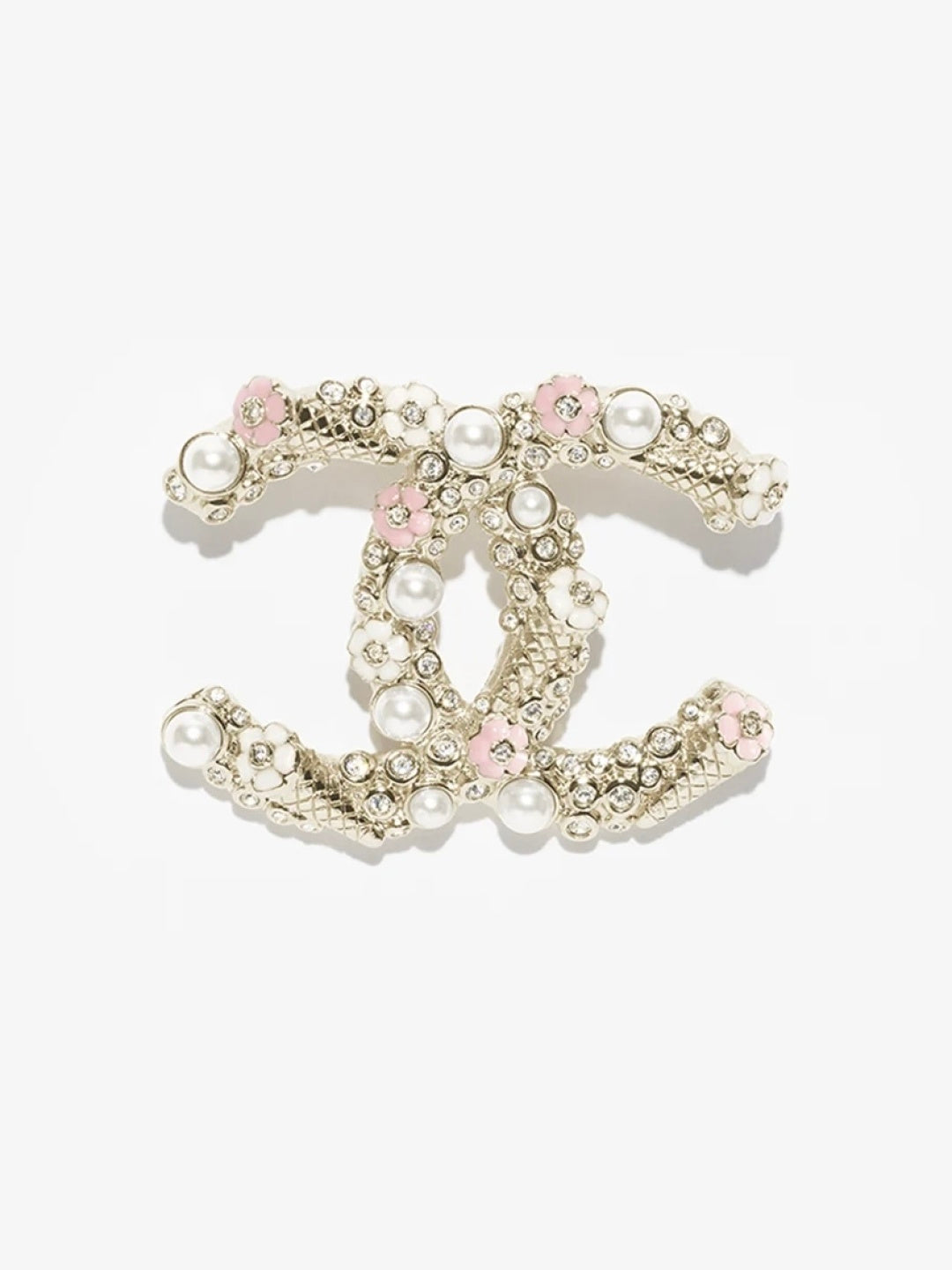 [Stars Jewelry]26C Pink-White Enamel Ice Cream Cone Double C Brooch