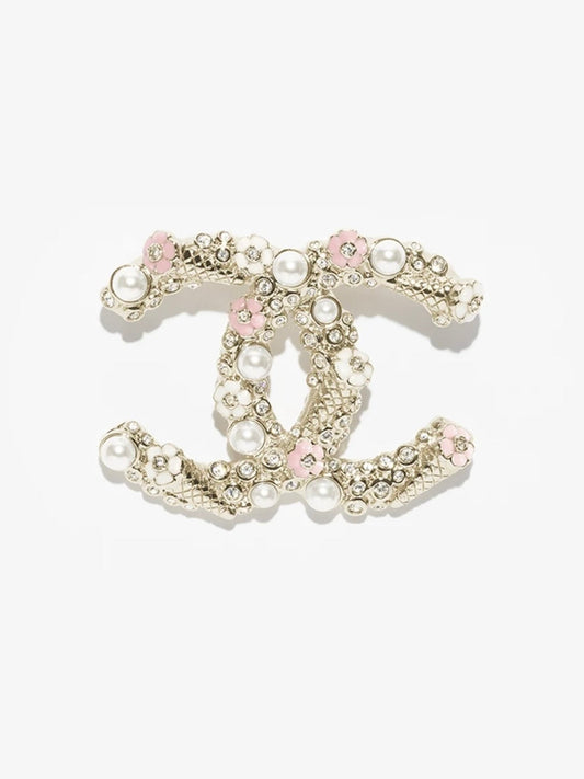 [Stars Jewelry]26C Pink-White Enamel Ice Cream Cone Double C Brooch