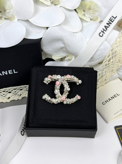 [Stars Jewelry]26C Pink-White Enamel Ice Cream Cone Double C Brooch