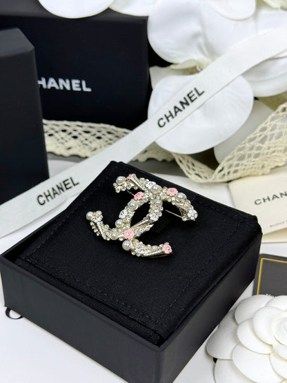 [Stars Jewelry]26C Pink-White Enamel Ice Cream Cone Double C Brooch