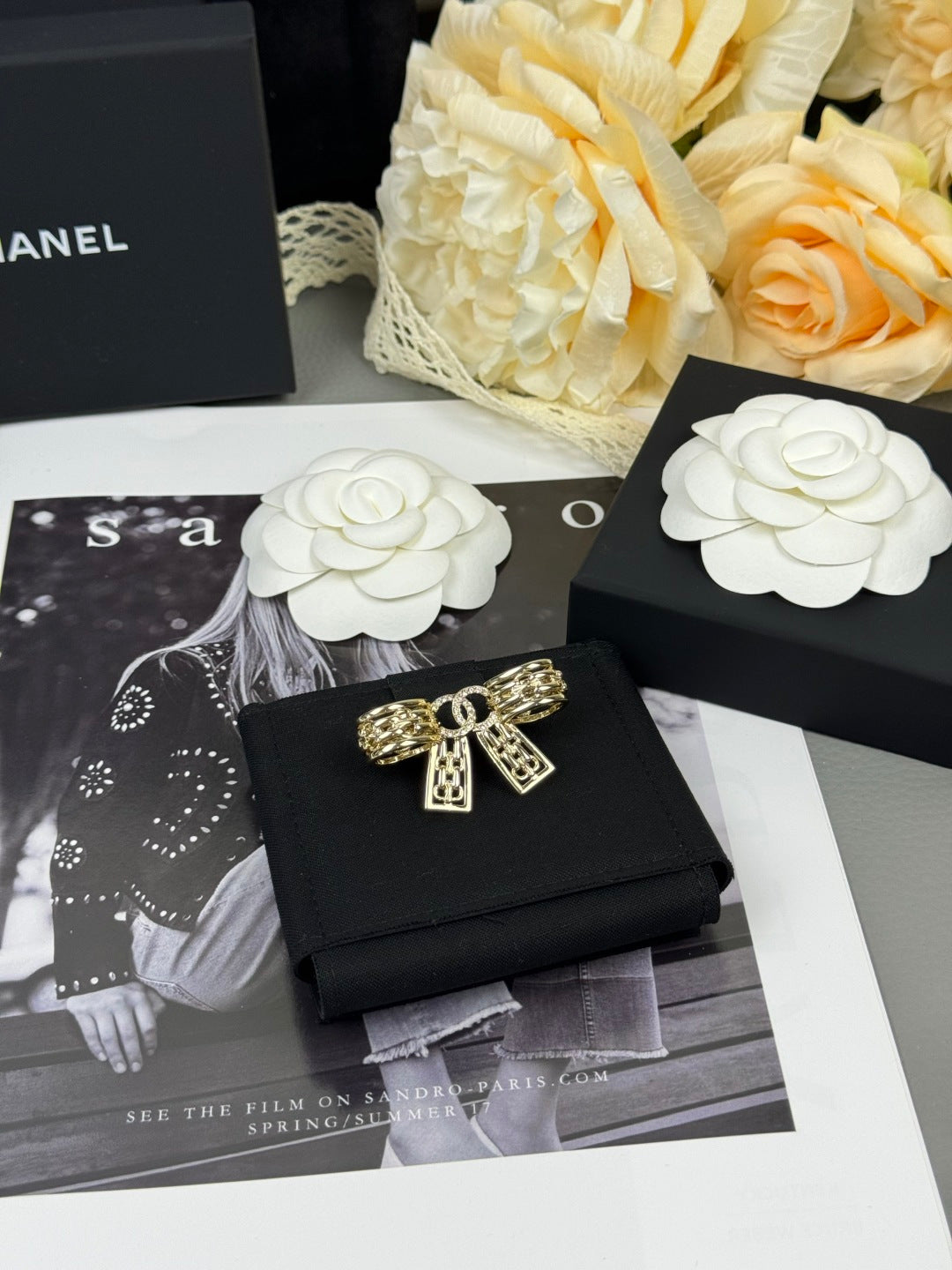 [Stars Jewelry]25K Hollow Bow Brooch