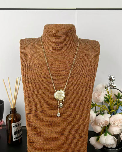 [Stars Jewelry]Cloud Pearl Mother-of-Pearl Diamond Chain Pendant Necklace