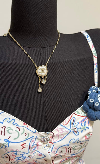 [Stars Jewelry]Cloud Pearl Mother-of-Pearl Diamond Chain Pendant Necklace