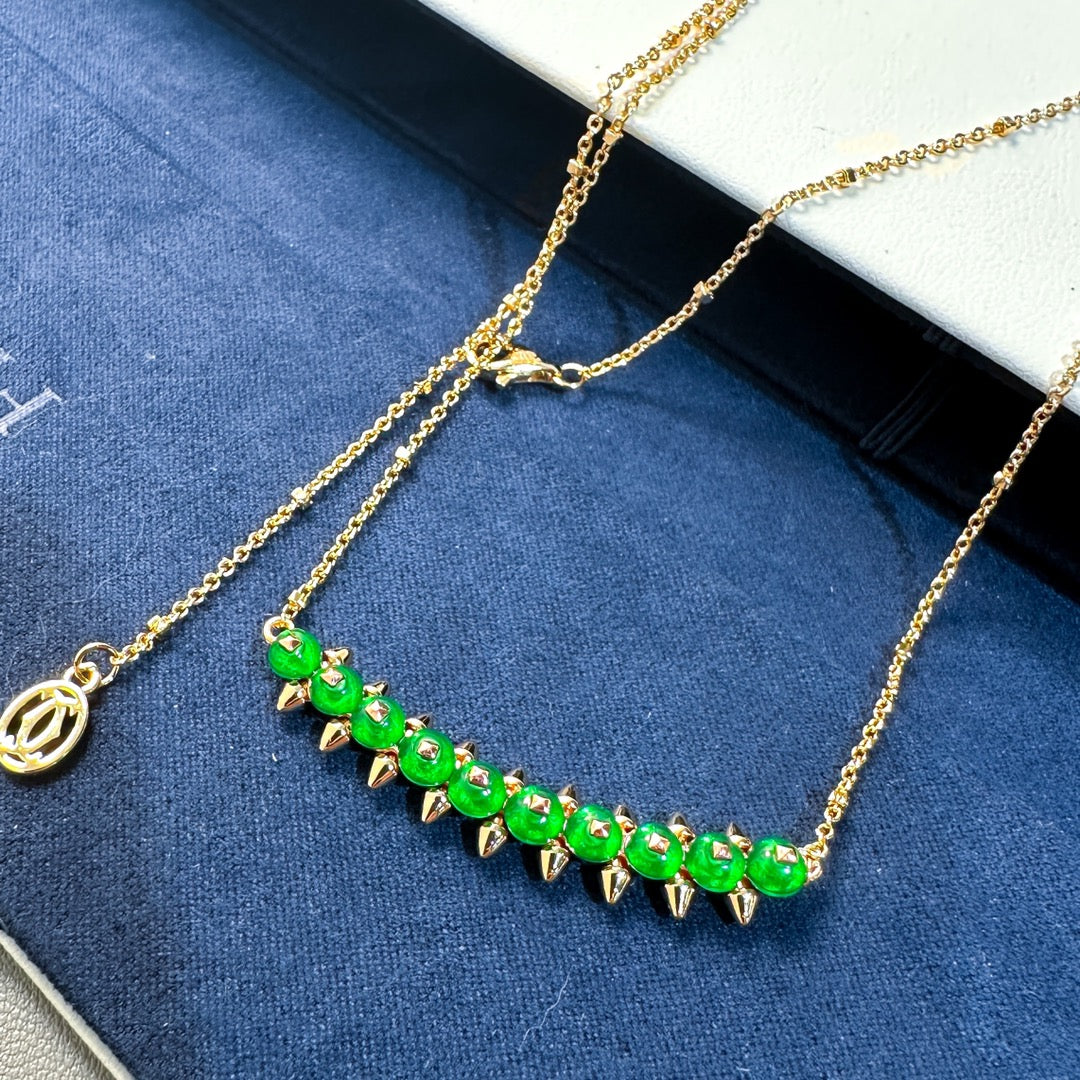 [Stars Jewelry]New Arrival: Green Bead Rivet Necklace