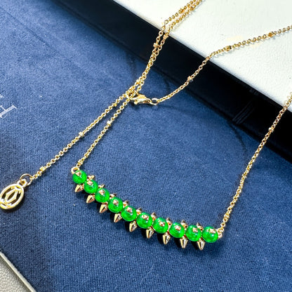 [Stars Jewelry]New Arrival: Green Bead Rivet Necklace