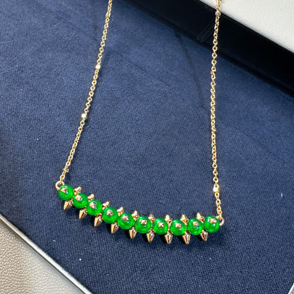[Stars Jewelry]New Arrival: Green Bead Rivet Necklace