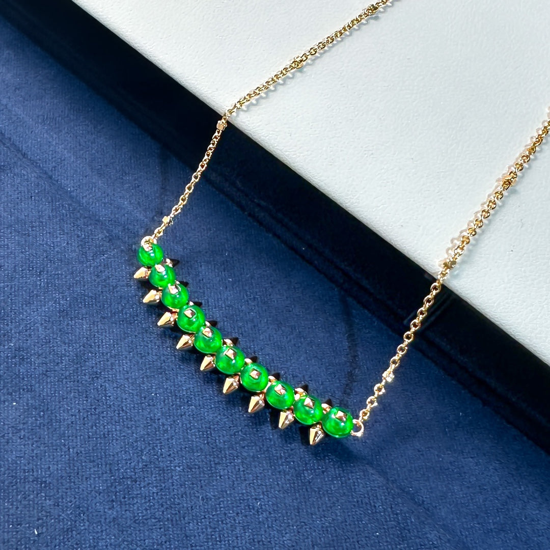 [Stars Jewelry]New Arrival: Green Bead Rivet Necklace