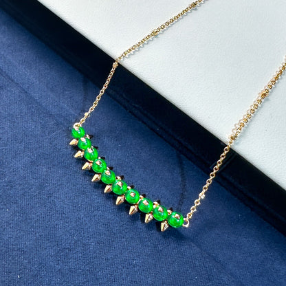 [Stars Jewelry]New Arrival: Green Bead Rivet Necklace