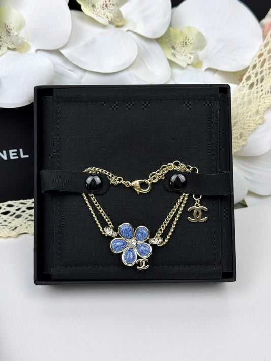 [Stars Jewelry]VOLTE New Blue Floral Double-Layer Bracelet