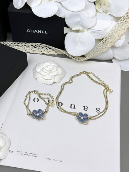 [Stars Jewelry]VOLTE New Blue Floral Double-Layer Bracelet