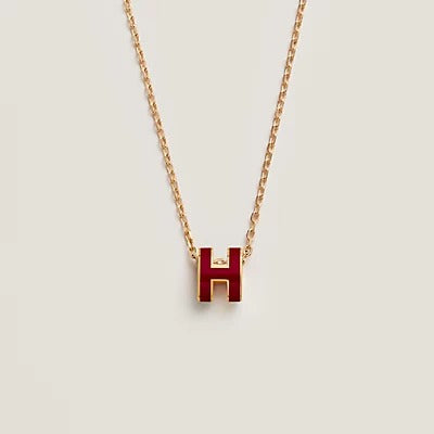 [Stars Jewelry]HM CLIC RED ENAMEL GOLD NECKLACE