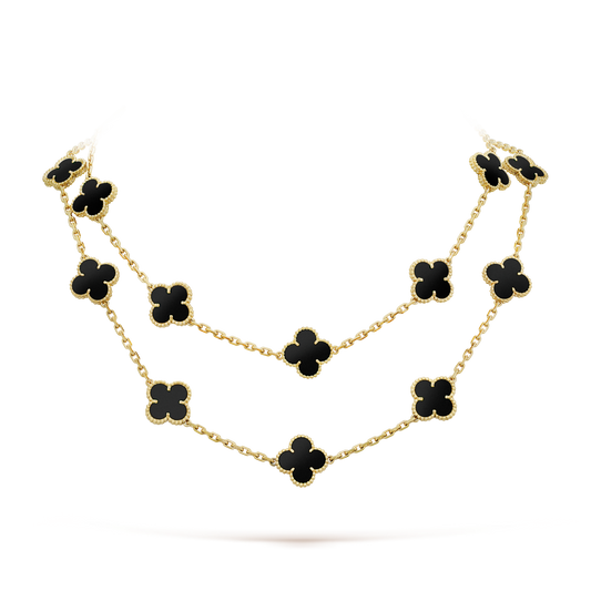 [Stars Jewelry]CLOVER 20 MOTIFS ONYX NECKLACE