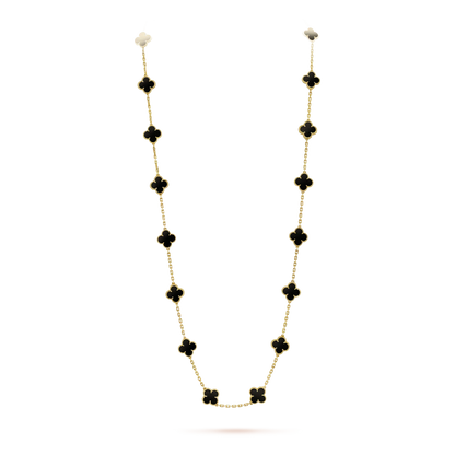 [Stars Jewelry]CLOVER 20 MOTIFS ONYX NECKLACE