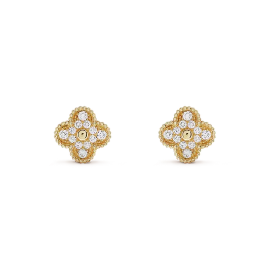 [Stars Jewelry]CLOVER MEDIUM 1 MOTIFS FUll DIAMOND EARRINGS