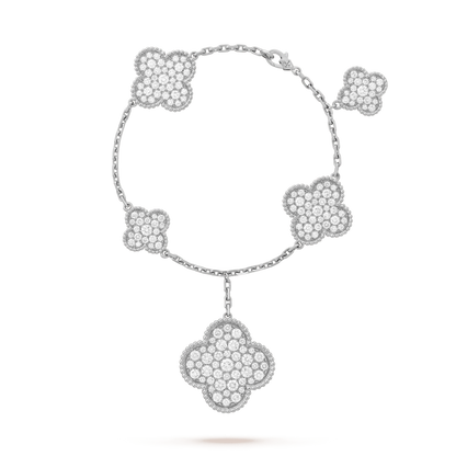 [Stars Jewelry]CLOVER 6 MOTIFS SILVER DIAMOND BRACELET