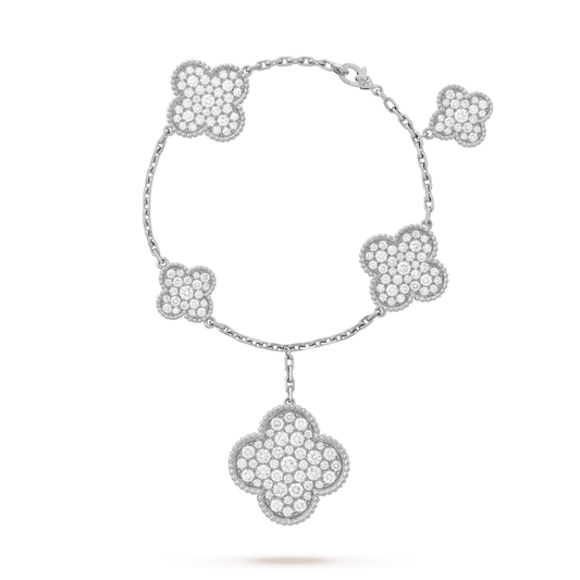 [Stars Jewelry]CLOVER 6 MOTIFS SILVER DIAMOND BRACELET