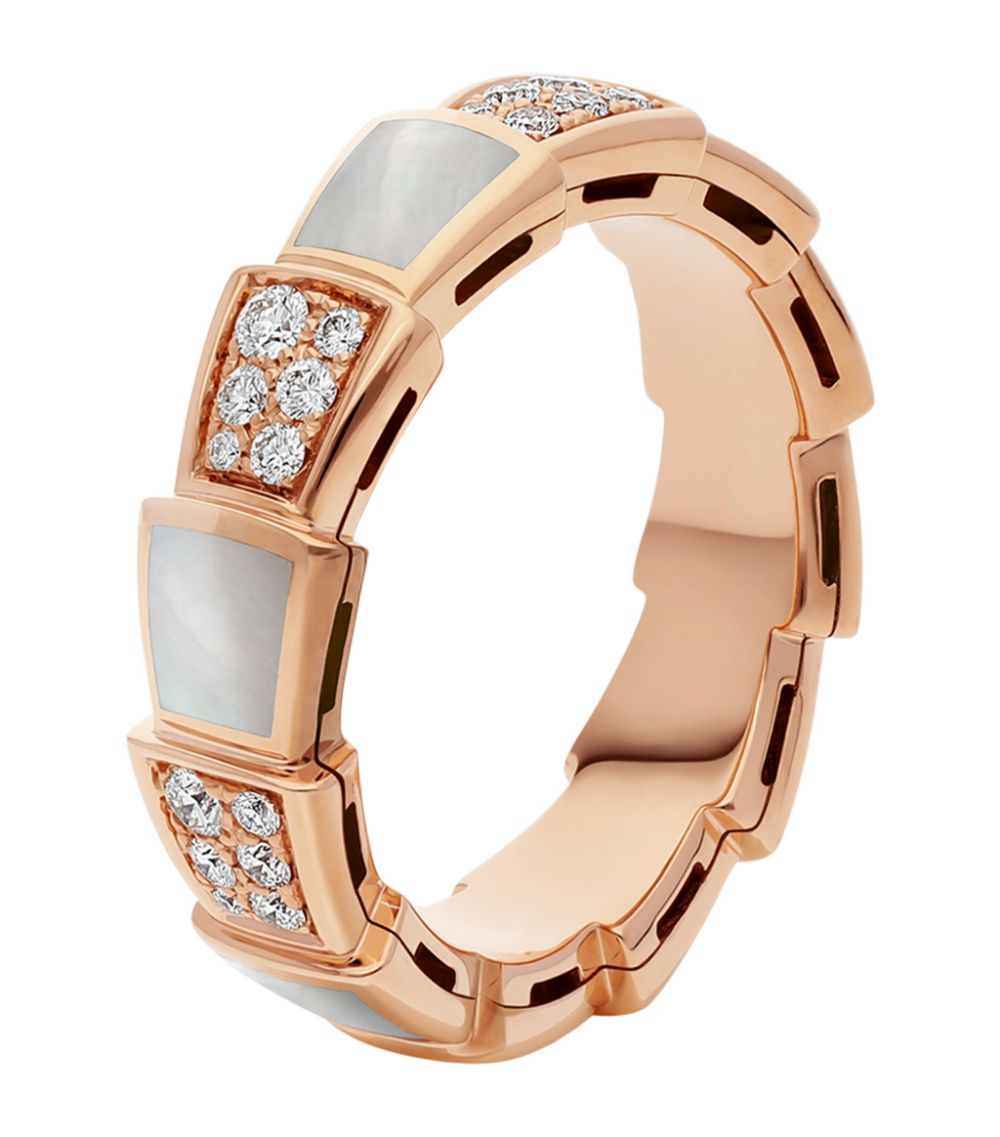 [Stars Jewelry]SERPENTI RING PINK GOLD MOP DIAMOND PAVED 4MM