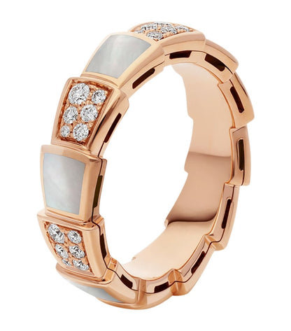 [Stars Jewelry]SERPENTI RING PINK GOLD MOP DIAMOND PAVED 4MM