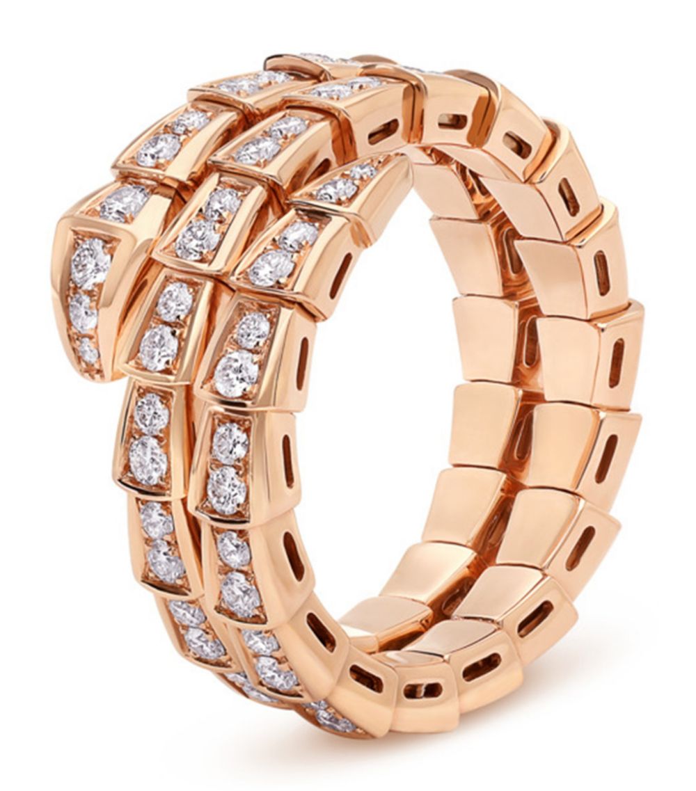 [Stars Jewelry]SERPENTI RING PINK GOLD DIAMOND DOUBLE ROW