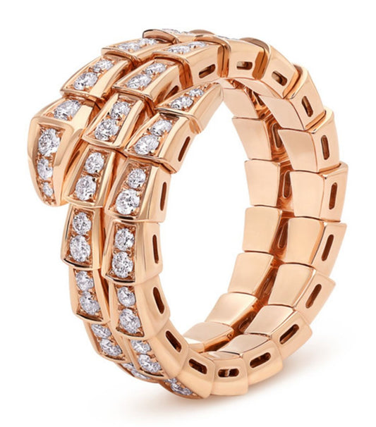 [Stars Jewelry]SERPENTI RING PINK GOLD DIAMOND DOUBLE ROW
