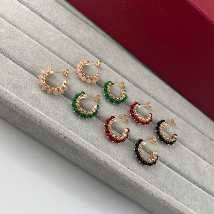 [Stars Jewelry]NEW COLORED GEMSTONE COLLECTION SMALL HOOP EARRINGS