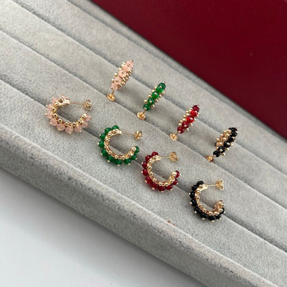 [Stars Jewelry]NEW COLORED GEMSTONE COLLECTION SMALL HOOP EARRINGS