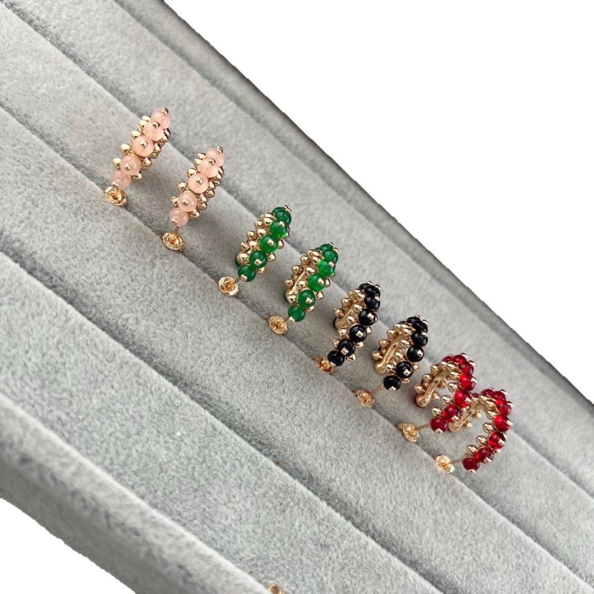 [Stars Jewelry]NEW COLORED GEMSTONE COLLECTION SMALL HOOP EARRINGS
