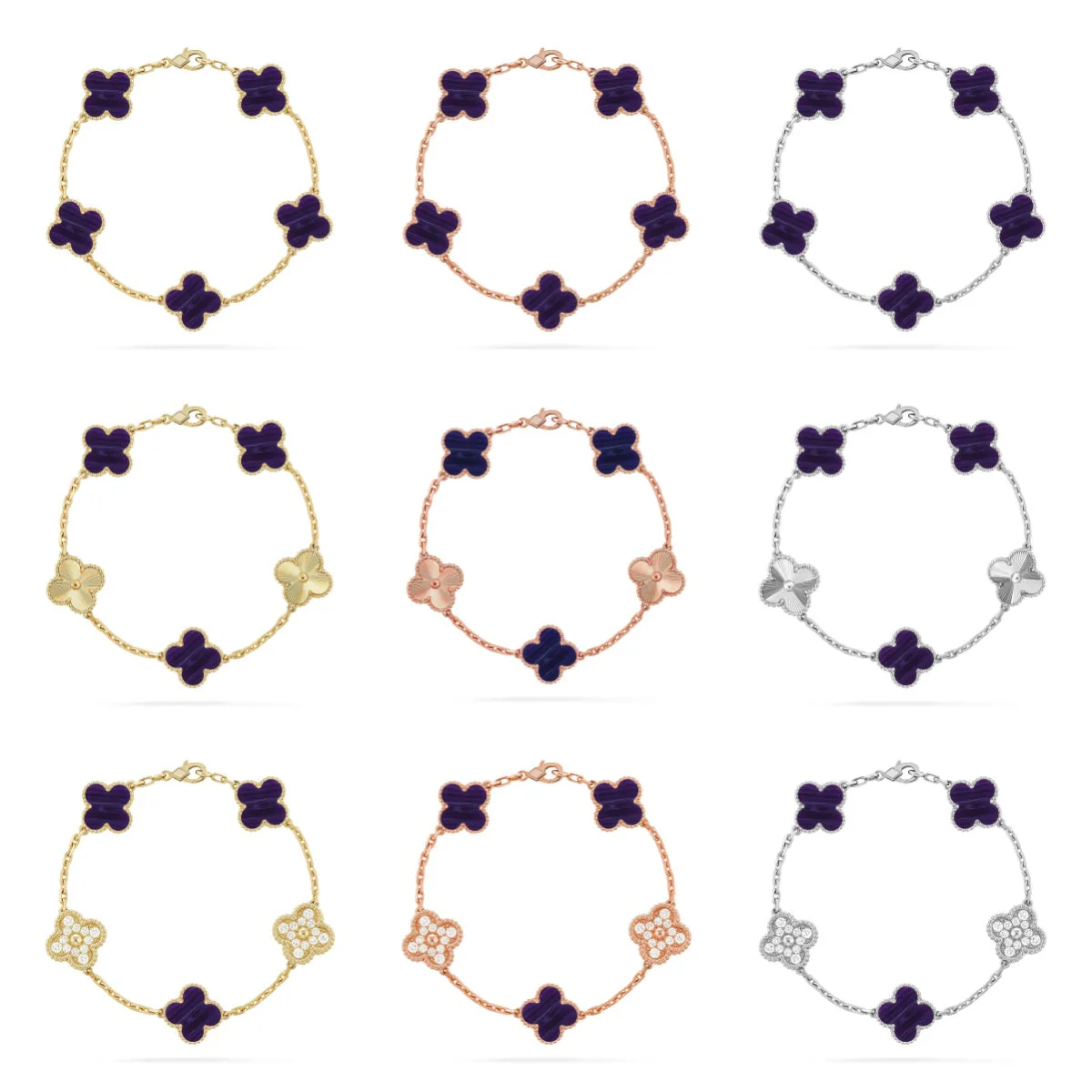 [Stars Jewelry]CLOVER 5 MOTIF PURPLE STRIPES BRACELET COLLECTION