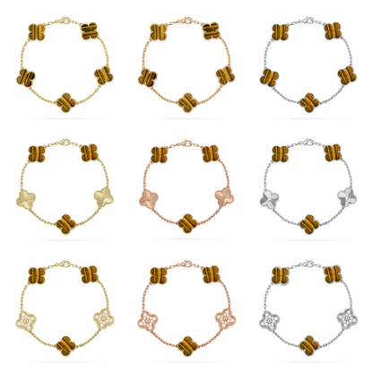 [Stars Jewelry] CLOVER 5 MOTIFS TIGER EYE BRACELET COLLECTION