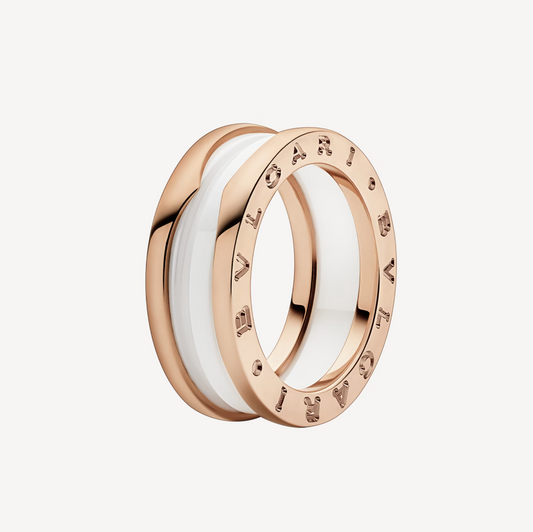 [Stars Jewelry]ZERO 1 TWO-BAND LOOPS AND WHITE CERAMIC SPIRAL PINK GOLD RING