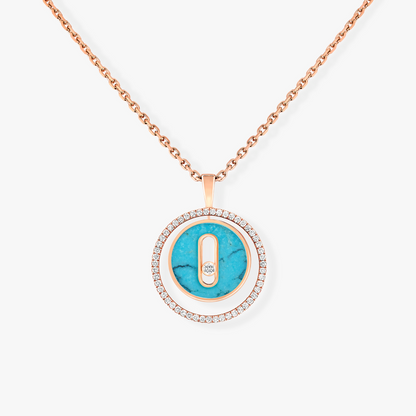 [Stars Jewelry]LUCKY MOVE 1 DIAMOND TURQUOISE PINK GOLD DIAMOND NECKLACE