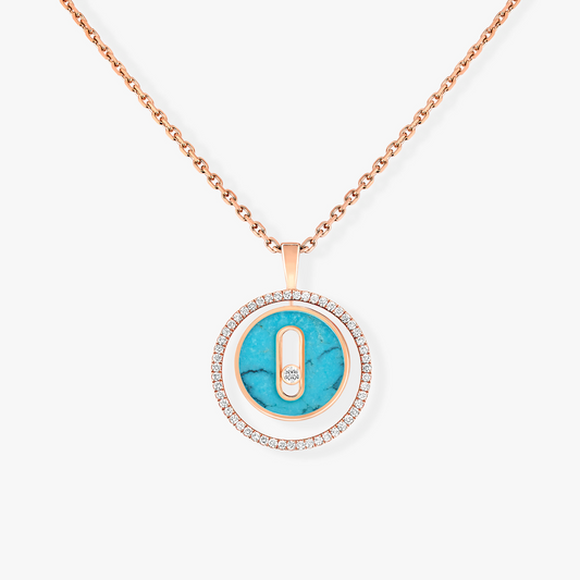 [Stars Jewelry]LUCKY MOVE 1 DIAMOND TURQUOISE PINK GOLD DIAMOND NECKLACE