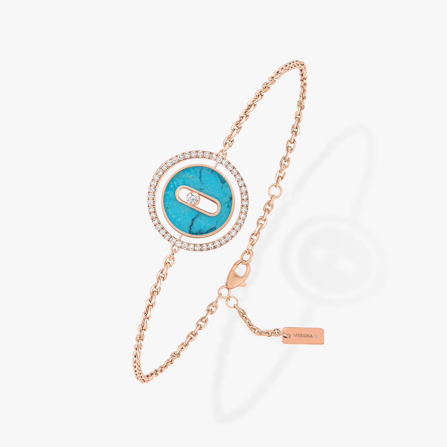 [Stars Jewelry]LUCKY MOVE TURQUOISE PINK GOLD DIAMOND BRACELET(Adjustable)