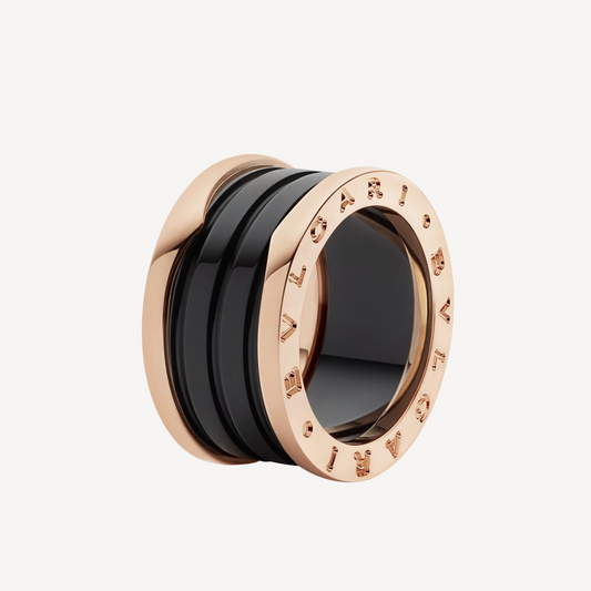 [Stars Jewelry]ZERO 1 FOUR-BAND LOOPS AND BLACK CERAMIC SPIRAL PINK GOLD RING