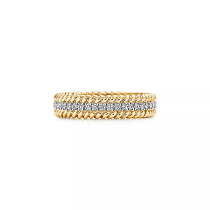 [Stellar jewels]ROPE TWO-ROW GOLD DIAMOND RING