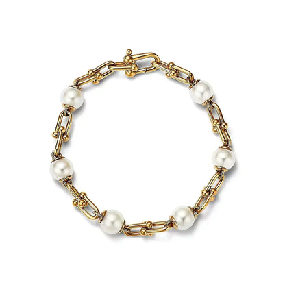 [Stellar jewels]LINK BRACELET GOLD WITH FRESHWATER PEARLS