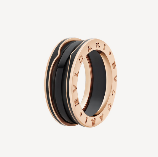 [Stars Jewelry]ZERO 1 TWO-BAND WITH MATTE BLACK CERAMIC PINK GOLD RING