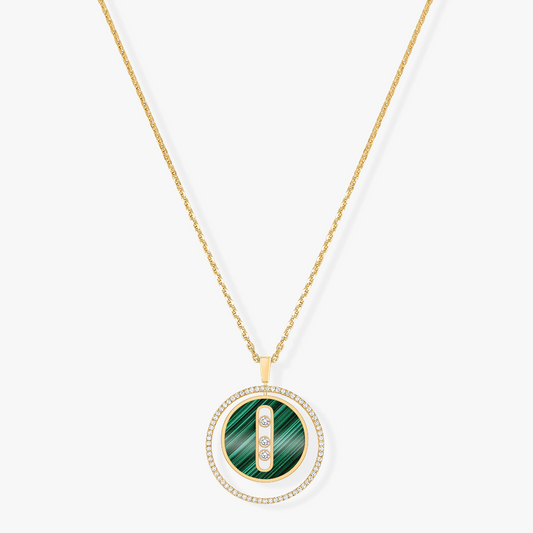 [Stars Jewelry]LUCKY MOVE 3 DIAMOND MALACHITE GOLD DIAMOND NECKLACE