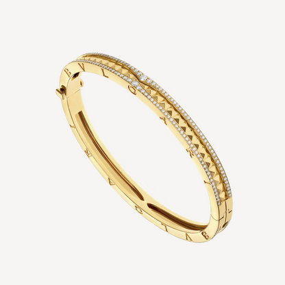 [Stars Jewelry]ZERO 1 SPIRAL AND PAVED DIAMOND GOLD BRACELET