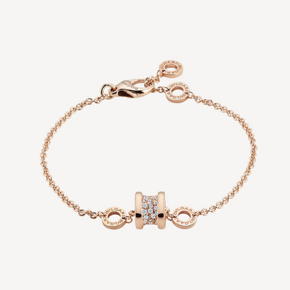 [Stars Jewelry]ZERO 1 SOFT PINK GOLD WITH PAVED DIAMONDS ON THE SPIRAL BRACELET