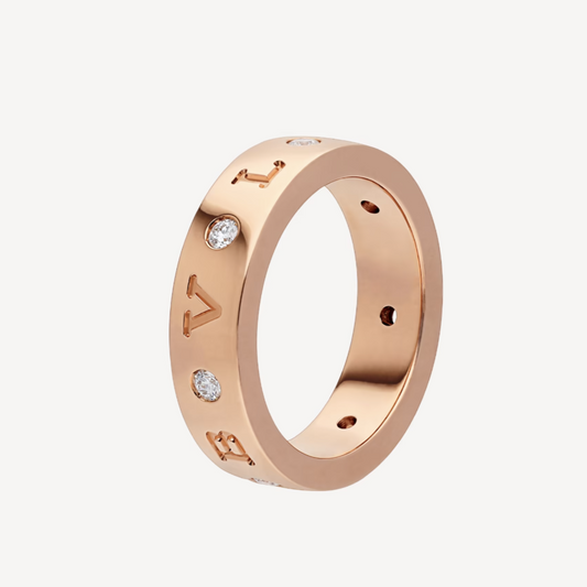 [Stars Jewelry]ZERO 1 ESSENTIAL PINK GOLD BAND WITH DIAMONDS RING