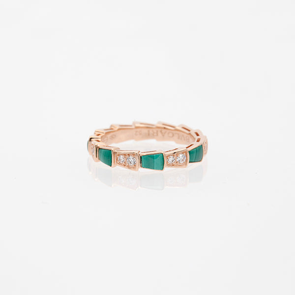 [Stars Jewelry]SERPENTI RING PINK GOLD MALACHITE DIAMOND 3MM