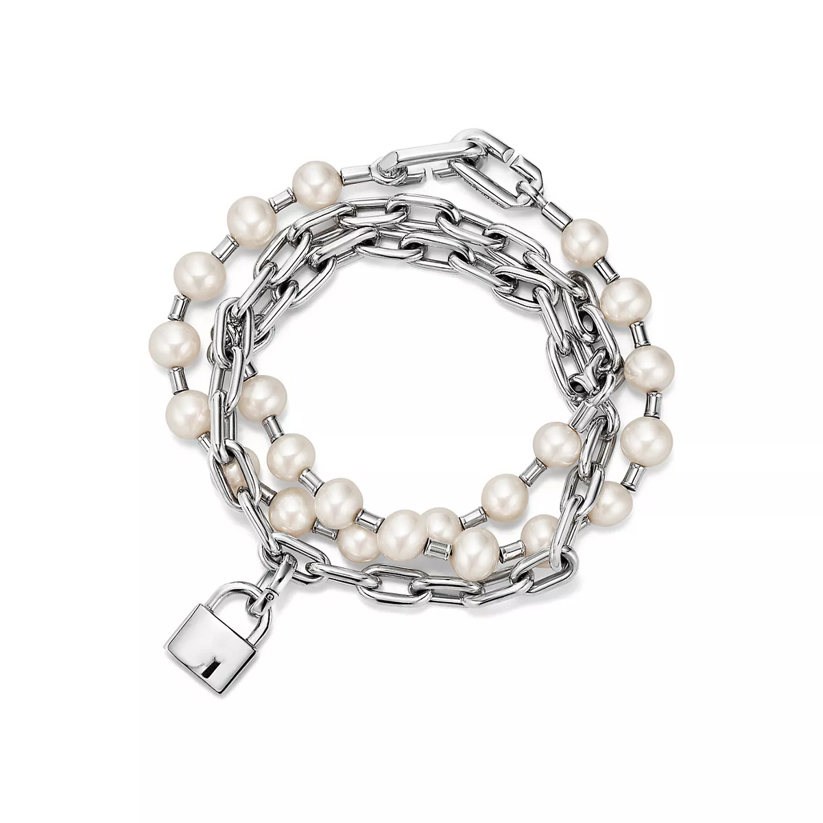 [Stellar jewels]PEARL LOCK SILVER BRACELET